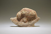 Model boat with hippopotamus, Limestone, paint