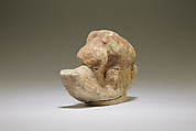 Model boat with hippopotamus, Limestone, paint