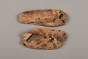 Pair of Child's Slippers, Leather (goatskin); pigments