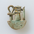 Ankh, djed, was on neb basket, Faience, gilding