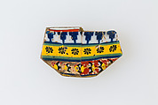 Inlay, row of stepped forms, row of rosettes, unclear pattern, Glass
