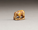 Figurine or amulet of a hippo on a sled, Hippopotomus ivory