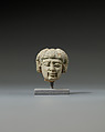 Head from a statuette, perhaps of  a dwarf, Faience