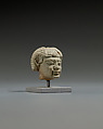 Head from a statuette, perhaps of  a dwarf, Faience
