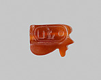 Wedjat-Eye Design Amulet Inscribed with the Cartouche Maatkare (Hatshepsut), Carnelian
