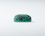 Human Head Scaraboid, Faience