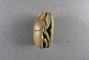 Scarab, Faience, yellow with traces of green glaze