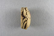 Scarab, Faience, yellow with traces of green glaze