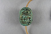 Scarab, Glazed blue steatite, ancient string