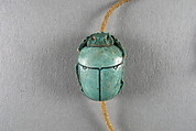 Scarab, Glazed blue steatite, ancient string