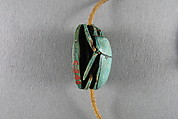 Scarab, Glazed blue steatite, ancient string