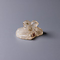 Design Amulet, a Double-Falconhead Shank Pierced Transversally on the Back, Device showing Two Hares Head-to-tail, Rock crystal