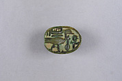 Scarab Inscribed with the Name of Amun and Goose, Faience