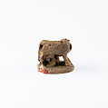 Design amulet, Cow and Calf on the Back, Device showing Antithetical Falcons Flanking an Ankh Sign over a Crouching Lion, Steatite
