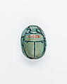 Scarab With an Image of the Gods Ptah and Sakhmet, Blue glazed steatite
