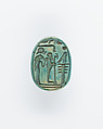 Scarab With an Image of the Gods Ptah and Sakhmet, Blue glazed steatite