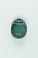 Scarab with  Baboons of Thoth Adoring Amun, Glazed steatite