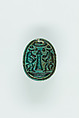 Scarab with  Baboons of Thoth Adoring Amun, Glazed steatite