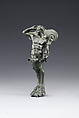 Vessel support combining the upper body of Herakles and a lion's foot, Bronze
