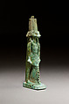 God with four ram heads facing in four directions, probably Khnum, Faience
