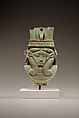 Sistrum fragment in the shape of a Hathor head, Green faience