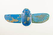 Winged Scarab amulet, Blue faience