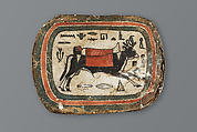 Footboard from the cartonnage case of Heresenes, Wood, paste, paint