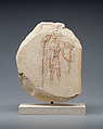 Ostracon Depicting the God Sobek, Limestone, ink