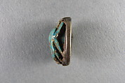 Scarab, Faience, blue-green glaze; gold mounting