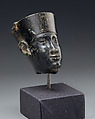 Head from a small statuette, possibly of Min, Steatite