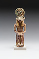 Ram-headed figure of the god Khnum, Faience, bronze or copper alloy (headdress)