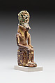 Ram-headed figure of the god Amun-Re, Faience, cupreous metal (headdress)