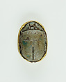 Scarab of Queen Nebuhetepti, Steatie, green glaze, gold