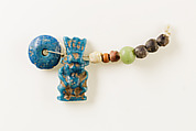 String of Beads and Bes Amulet, Faience