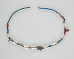 String of beads and amulets (wedjat eyes), Shell, carnelian, string and faience