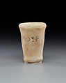 Model Ointment Jar from a Foundation Deposit, Travertine (Egyptian alabaster), paint