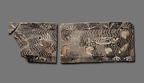 Tile with fish and lotus flowers in a canal, Polychrome faience