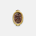 Scarab Ring of Neferkhawet, Silver, gold, glazed steatite
