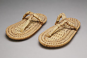 Pair of sandals, Papyrus, palm leaf, halfa grass