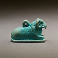 Ram amulet, Pale blue faience