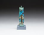 Cat with kittens amulet, Faience