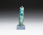 Cat with kittens amulet, Faience