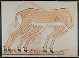 Fragment of a Hunting Scene, Tomb of Intef, Nina de Garis Davies, Tempera on paper