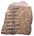 fragment with tie or streamer, Red quartzite