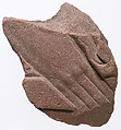 Right hand of the king extended and crossing a border, orientation not certain, Red quartzite