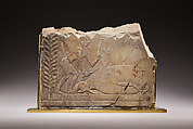 Slaughtering a bull as part of funeral rites, Limestone, paint