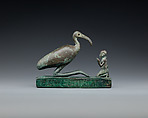 Group statue of Thoth-ibis and devotee on a base inscribed for Padihorsiese, copper alloy