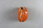 Scarab Inscribed with Horus Supporting the Sun Disk, Carnelian, copper