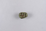 Scarab Inscribed with Hieroglyphs Referring to Deities (Amun, Re, Maat), Faience