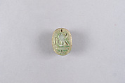 Scarab with Winged Uraeus (Wadjet) on Gold Hieroglyph, Faience